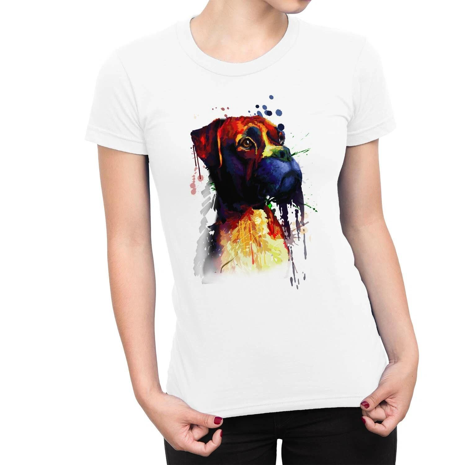 1Tee Womens Watercolour Splash Bulldog Dog T-Shirt XS