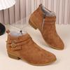New women's shoes square heel boots fashion belt buckle decorative pointed fashion boots