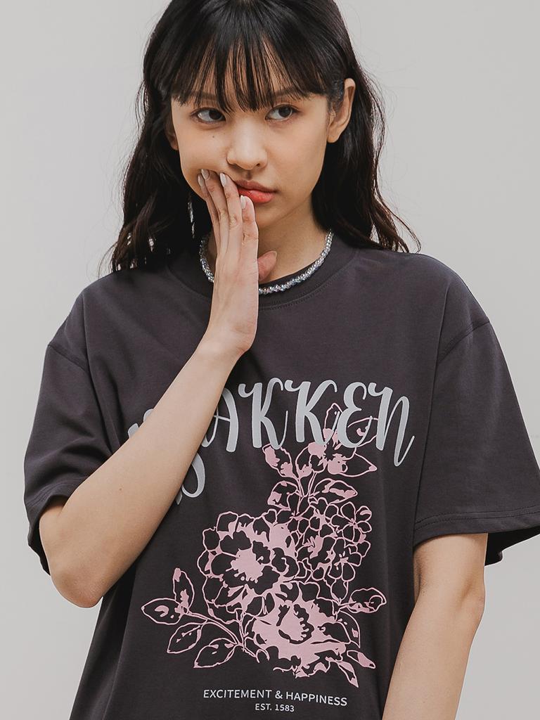 BAKKEN Blossom Short Sleeve T-Shirt Bk3996_Charcoal