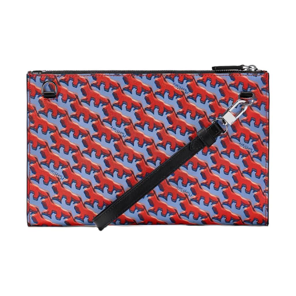 Montblanc X Maison Kitsuné Collaboration Capsule Collection All Over Print Leather Clutch Men clutch Orange 129016