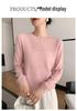 Women's 100% Cashmere Round Neck Loose Pullover Sweater, Long Sleeve, Solid Color Knitwear for Autumn/Winter
