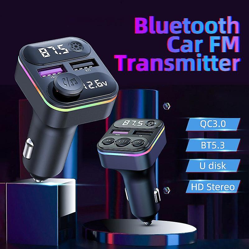 C37 Bluetooth FM Transmitter for Car QC3.0 20W Fast Charger LED Backlit Atmosphere Light MP3 Player Less