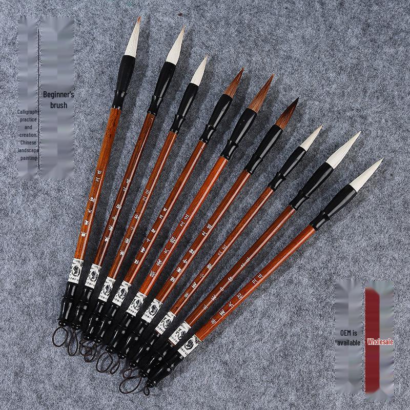 Mixed Hair Calligraphy Brushes: Large, Medium, Small – Ideal for Beginners in Regular Script Small Wooden Handle Mixed Hair Brush