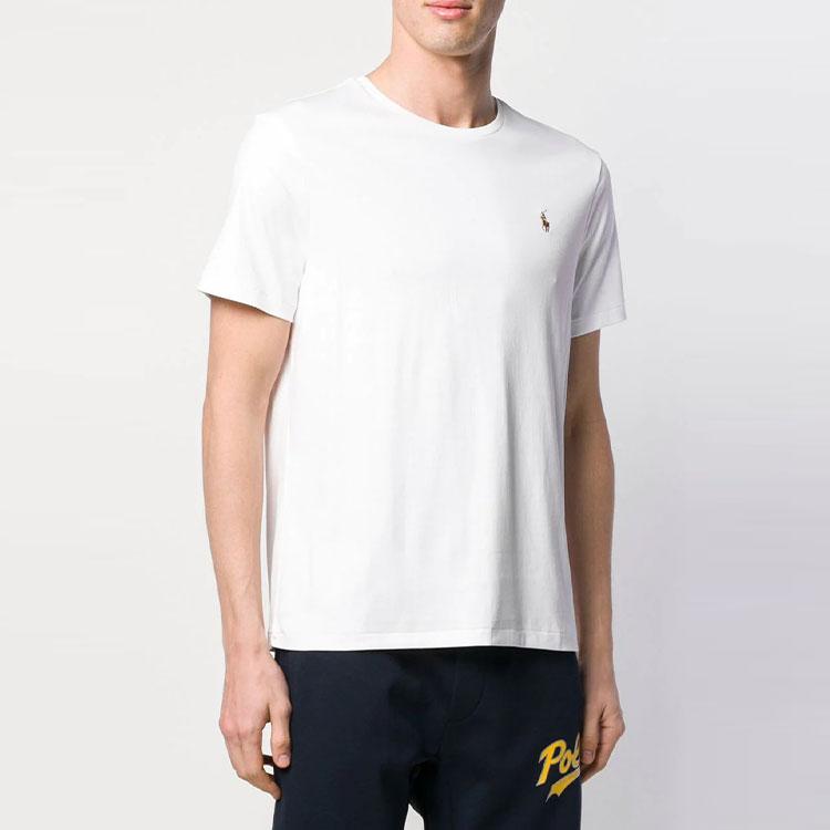 Polo Ralph Lauren Logo Embroidered Crew Neck Short Sleeve T-Shirt Men Tops White 710740727-002
