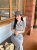 Women's Embroidered Polo Collar Short-Sleeved T-Shirt Dress - Waist-Cinching Slim Summer Long Skirt, Academy Style.