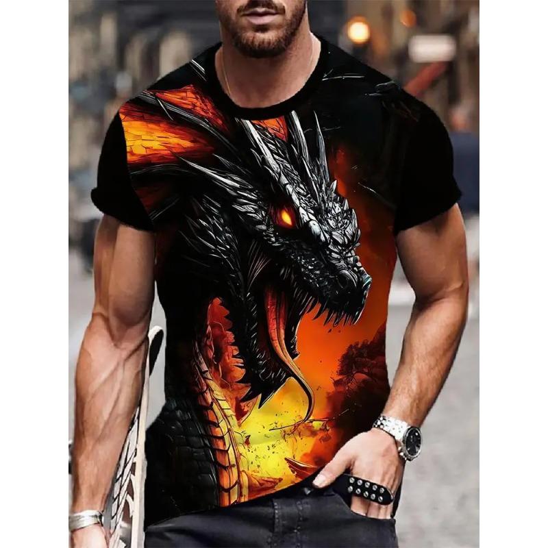 Men's Dragon T-shirt Fashion 3d Printed T Shirt Animal Pattern Short-sleeved Summer Streetwear Tees Casual Men's Tops