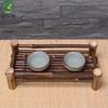 Handmade Purple Bamboo Tea Ceremony Set with Ceramic Tray and Bamboo Mat