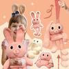 Adorable Pink And White Stuffed Bunny Toy For Girls Plush Rabbit Doll With Long Ears