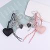 1 Piece Key Holder For Women Pu Leather Heart Bowknot Keychain With Fashionable Woven Lanyard Handmade Bag Pendant