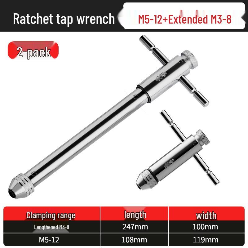 Manual Ratchet Hand Tap Wrench Set for Threading and Reaming