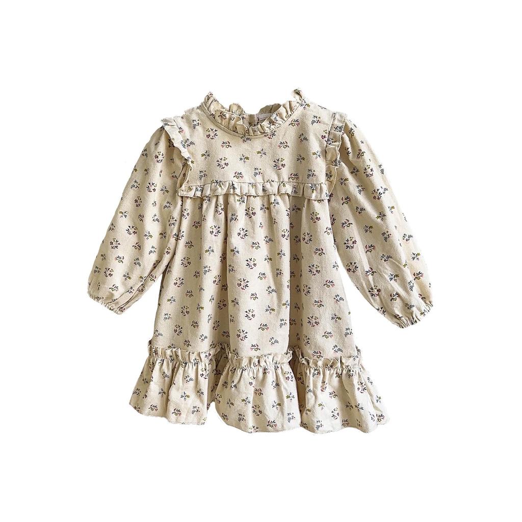 Little Girls' Floral Korean Style Shirt Dress for Autumn and Spring - Fashionable and Stylish AQA136