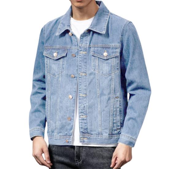 Men Coat Single-breasted Turn-down Collar Denim Cardigan Spring Jacket for Daily Wear