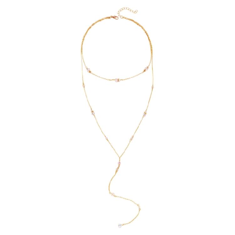 Alloy Pearls Beaded Necklace Y Shaped Pendant Clavicle Chain for Long Time Comfort and Fashion Statement