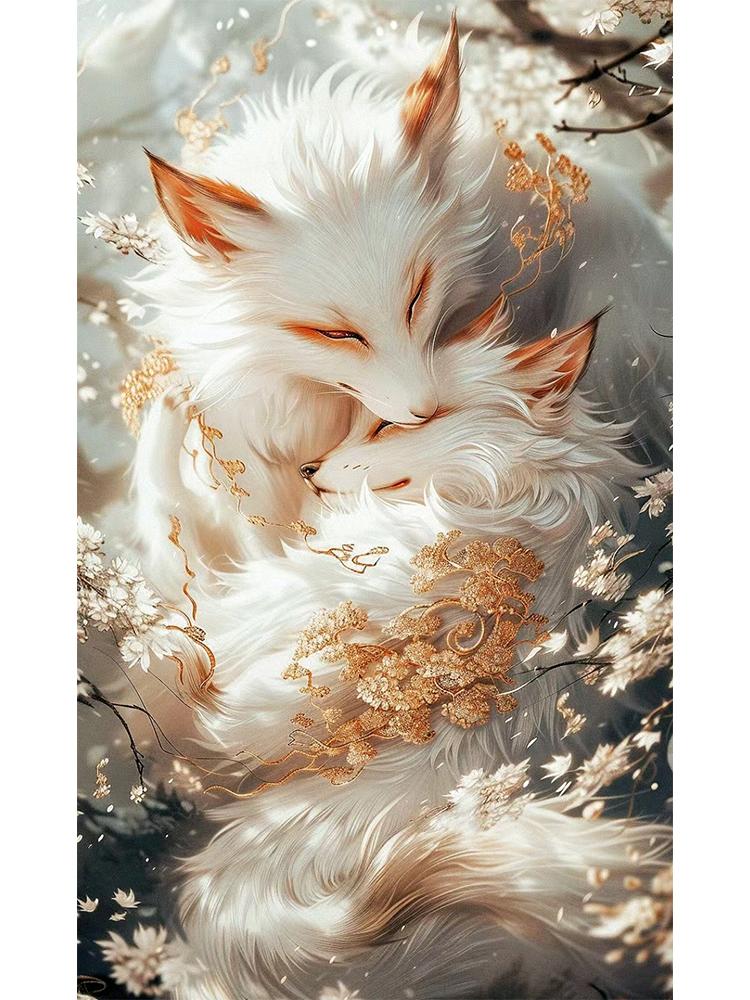 5D DIY Diamond Painting Dream Sun Moon Elf Fox New Series 2024 Mosaic Full Square Round Diamond Embroidered Home Decoration