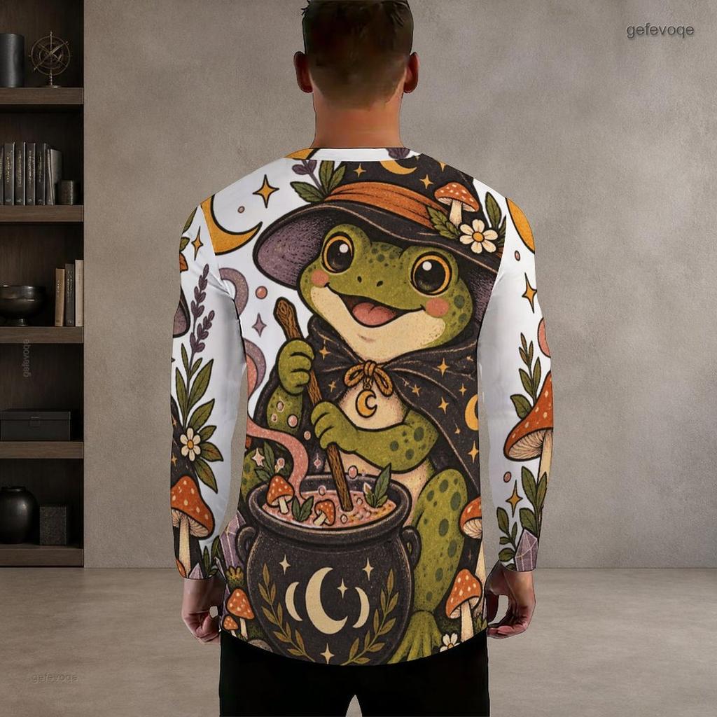 Men Plus Size Crew Neck Long Sleeve Shirt Black Gothic Skull Cross Rose Graphic Casual Street Style Top