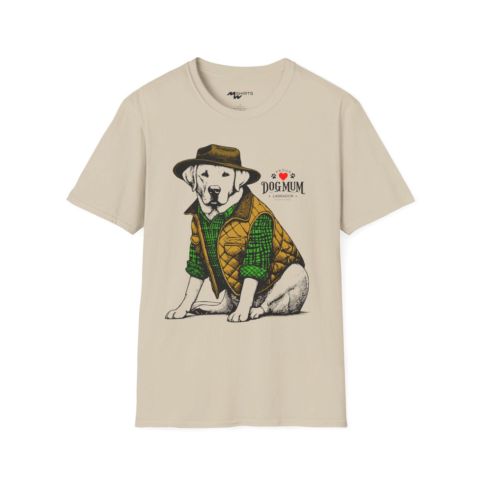 Labrador Dog Mum T-Shirt: Vintage Engraving Style S