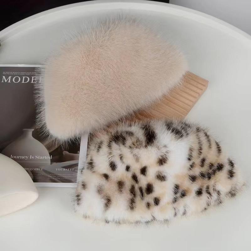 Plush Hat Women's Autumn and Winter New Bucket Hat Rabbit Fur Plush Thermal Basin Hat Big Head Circumference Bucket Hat