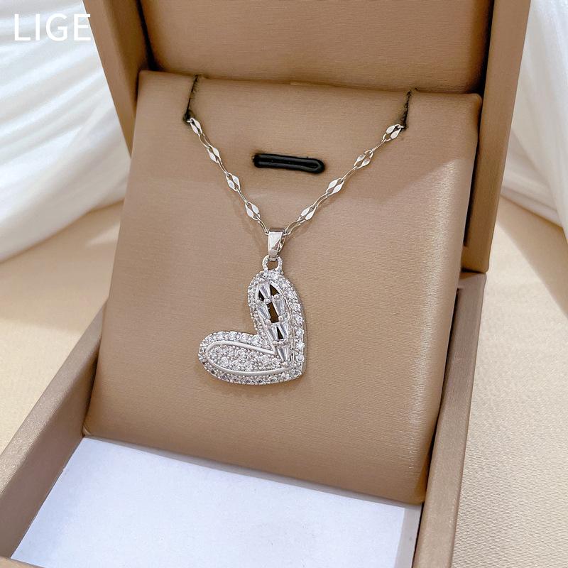 Guochao Slightly Inlaid Empty Love Accessories Live Broadcast Court Style Full Of Diamonds Inlaid With Luxury Necklaces