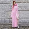 Women's Turtleneck Long Sleeve Maxi Dress Loose Fit Mid Rise Elegant Solid Knit Floral Ruched Evening Gown