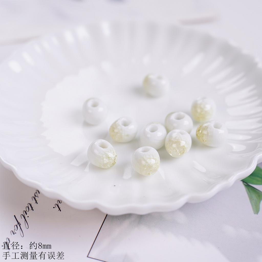 8Mm Ceramic Round Beads Water Drop Ice Crack DIY Accessories, Loose Beads Bracelet Necklace Material Bag Tail Beads