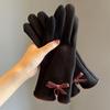 Winter Women Lovely Gloves Girl Fashion Wrist Bow Youth Students Full Finger Cycling Keep Warm Touch Screen Mittens Female