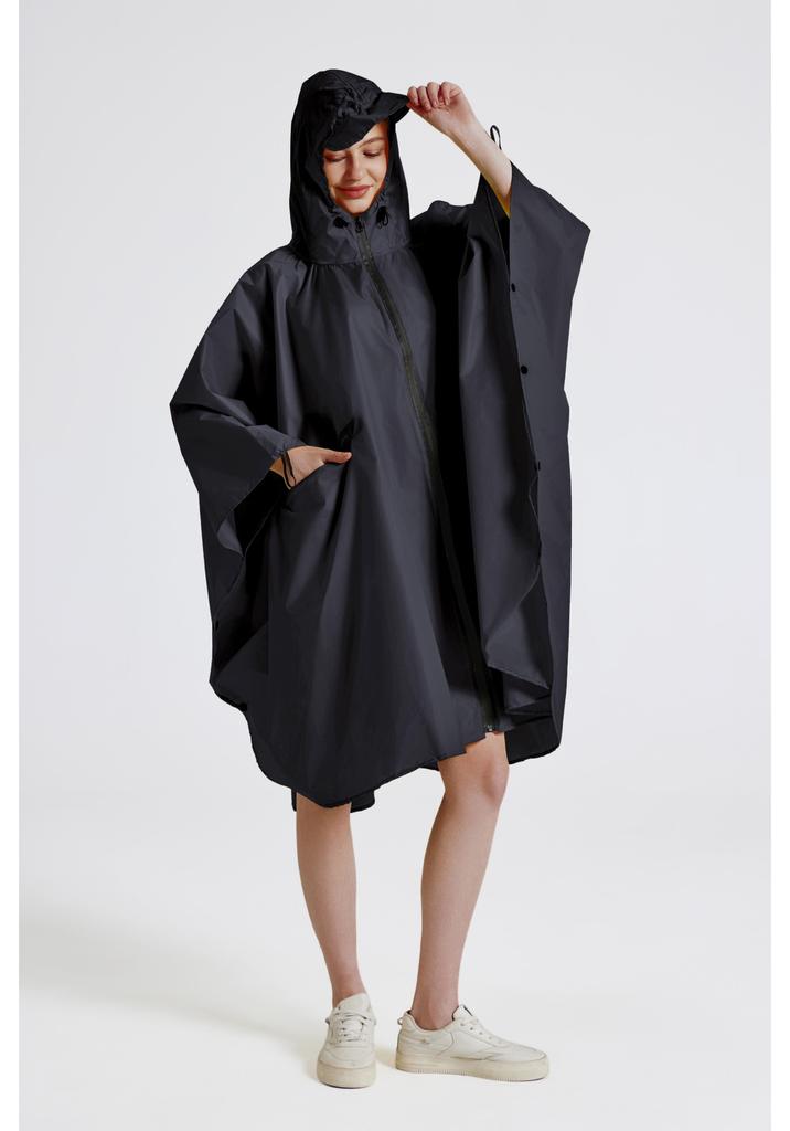 Adult cape raincoat men's and women's light and breathable waterproof zipper outdoor hiking universal poncho portable