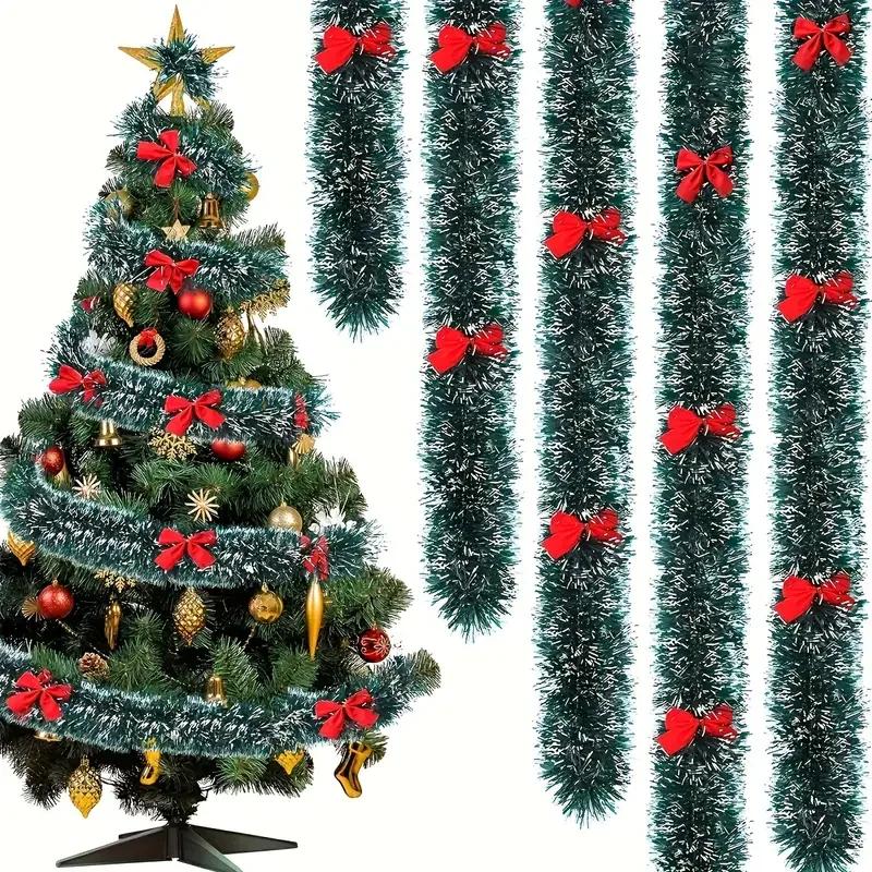 10M Christmas Decorations Green Cane Ribbons Garland DIY Xmas Tree Ornaments Green Cane Ribbon Wreath Hanging Pendent Home Decor