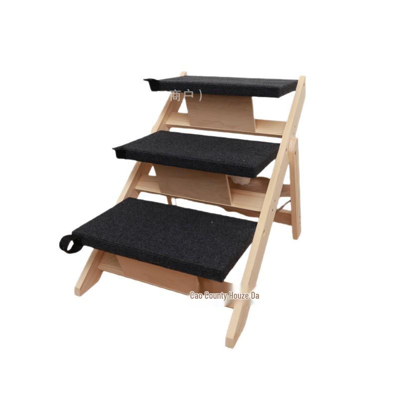 Wooden Pet Climbing Frame: Dog & Cat Ladder for Bed or Sofa