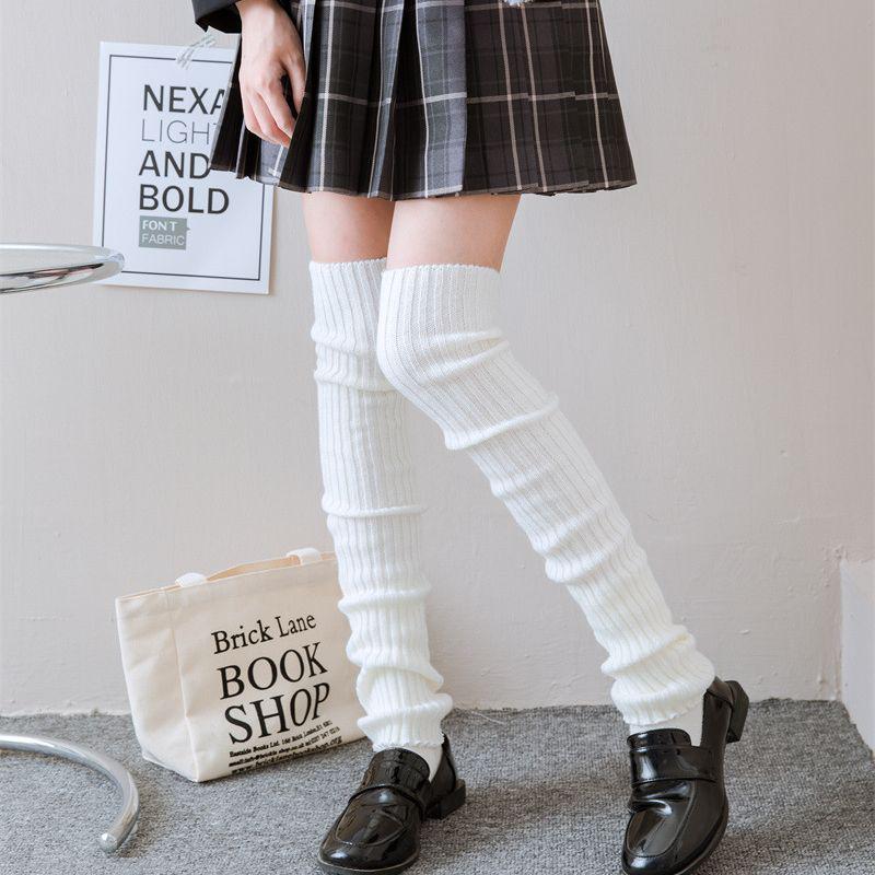 Y2K Autumn/Winter Knitted Wool Over-the-Knee Pile Socks – Japanese Trend College JK Style