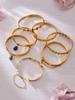 Modern Chinese Style Stone Pendant Gold-Plated Stainless Steel Geometric Bracelet