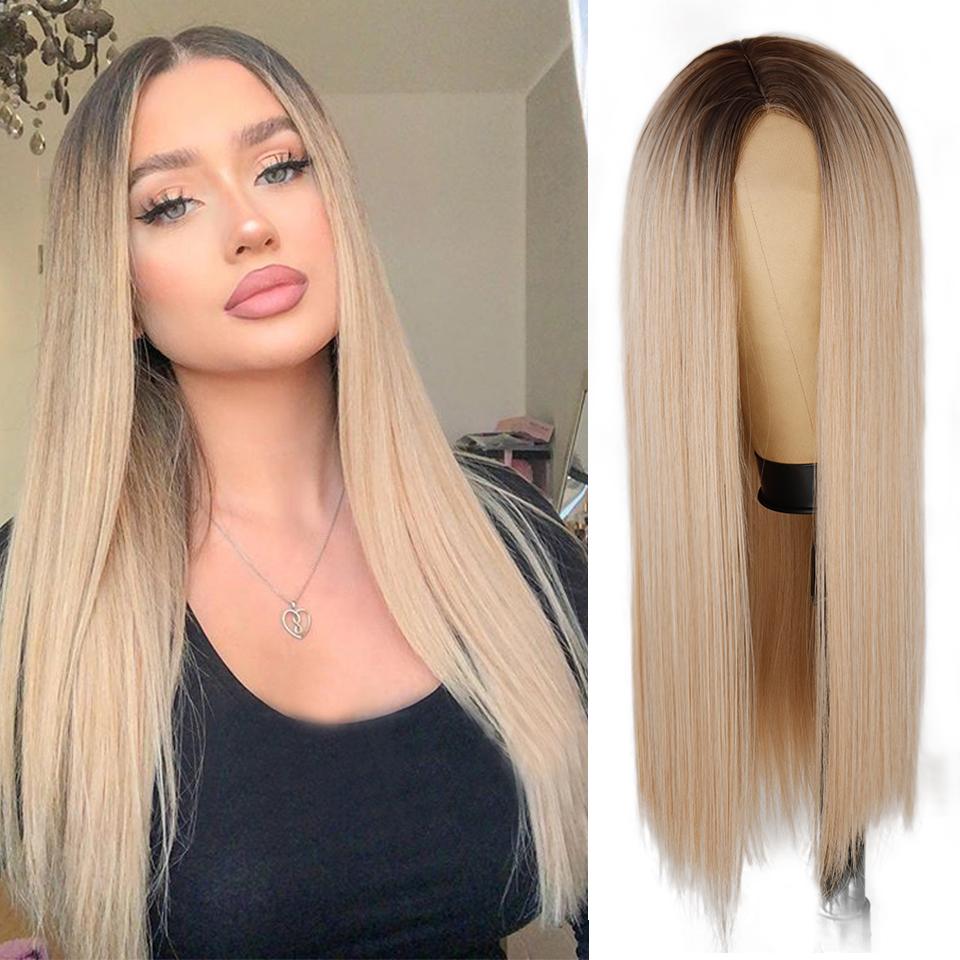 XINRAN Lange gerade weinrote Perücke mit Pony, synthetische Perücken für Frauen, hitzebeständiges Naturhaar für die tägliche Halloween-Cosplay-Party