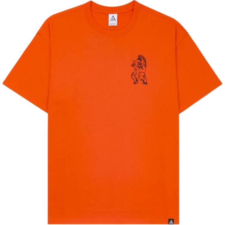 

Nike Graphic Print Crew Neck Short Sleeve T-Shirt Men Tops Orange DJ5807-817 L