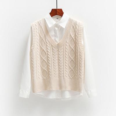 Spring Autumn Knitted Loose V Neck Sleeveless Pullover Female Jupmer Tops Korean Fashion Women's Sweater Vest