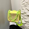 Woven Chain Handbag Women's 2025 New Textured Straw Shoulder Messenger Bag Versatile Contrasting Color Small Square Bag