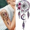 Tatuaggio temporaneo ad acquerello con albero della vita per donne, acchiappasogni, drago, foresta, peonia, adesivo per tatuaggio, finto pizzo, bussola, piuma.
