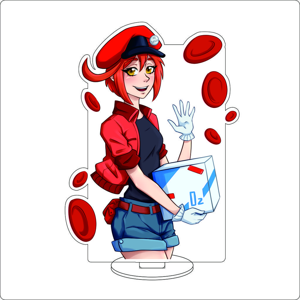 16CM Anime Cells At Work Cosplay Acrylic Stand Ornaments Macrophages Platelet Red Blood Cell Leukocyte Figure Stand Gifts