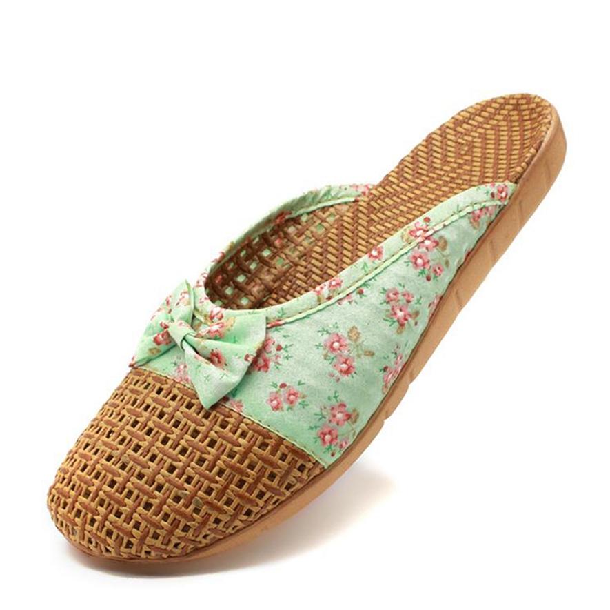 Summer Linen Woven Breathable Couple Slippers Home Indoor Non-slip Platform Slippers