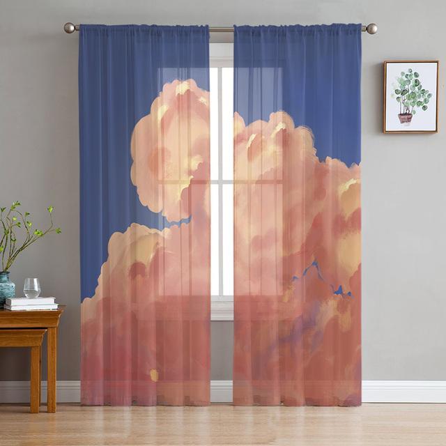Cartoon Clouds And Stars Sheer Curtains Window Curtains For Living Room Bedroom Blinds Kids Room Home Decor