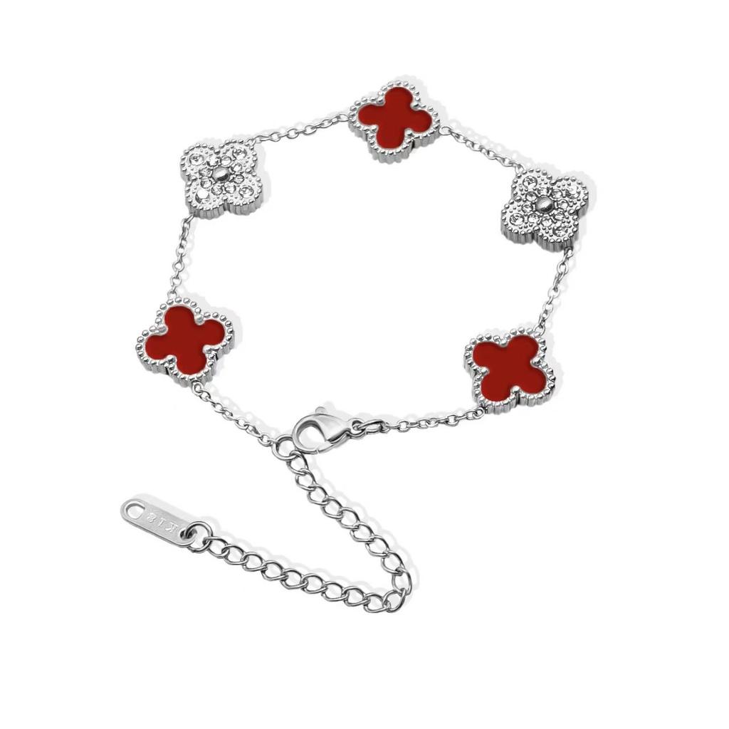Bracciale quadrifoglio 13mm lusso leggero bracciale double-face 18K acciaio al titanio catena non scolorisce