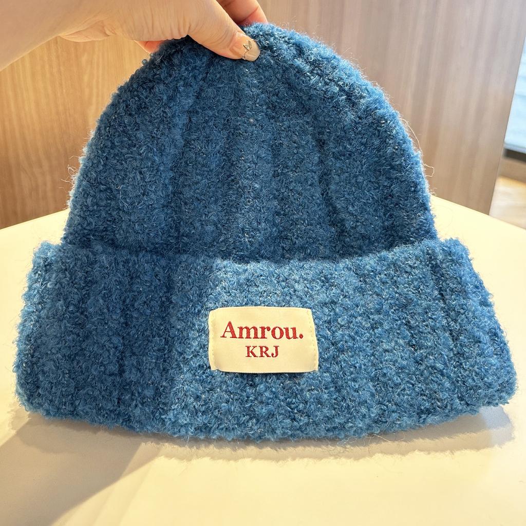 Wool hat women's autumn and winter new thickened warm ear protection hat big head circumference shows small face versatile knitted cold hat