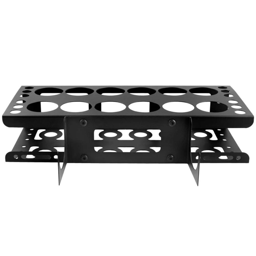 Wall Mounted 12 Slot Caulking Tool Holder for Sealant Tubes Made of Iron Black Storage Rack 40.28 X 16.89 X 8.48 Cm