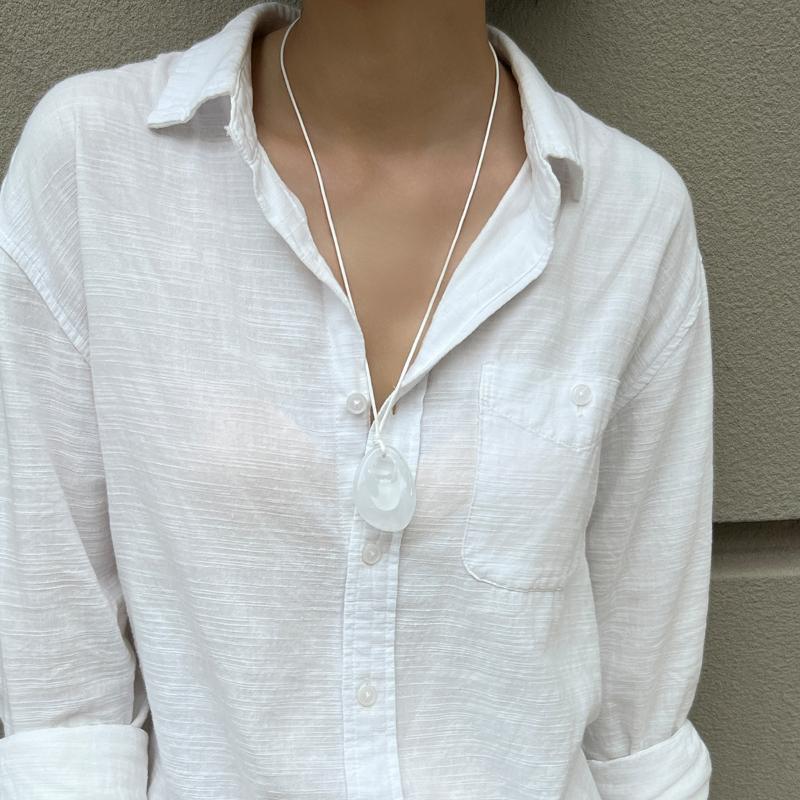 4 Colors Minimalist Wine Red Black Acrylic Long Pendant Necklace For Women Vintage Leather Rope Chain Sweater Chain New