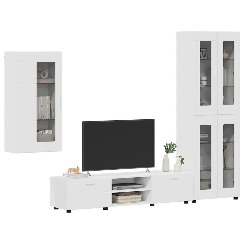 FLORIN 3 Piece TV Cabinet Set with Drawers White Particleboard