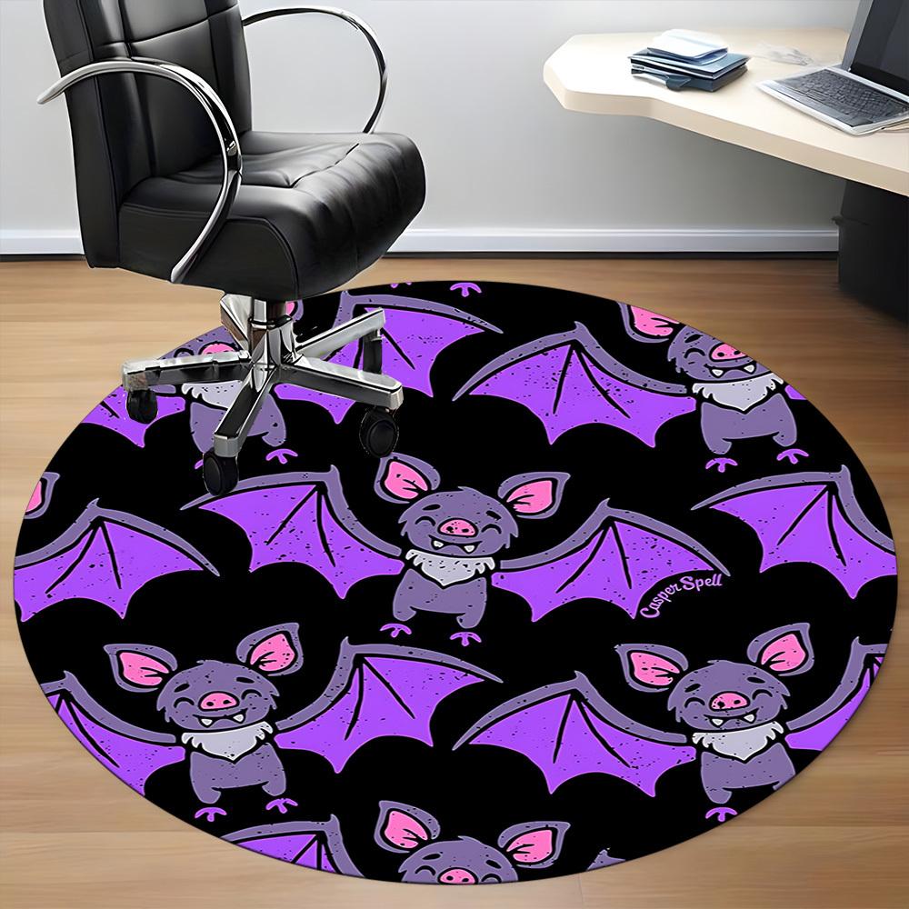 1pc Bat Halloween Office Round Area Rug,  Mat Suitable ForOffice, Under Office Chairs Bedroom Living Room Home Decor, Room Deco