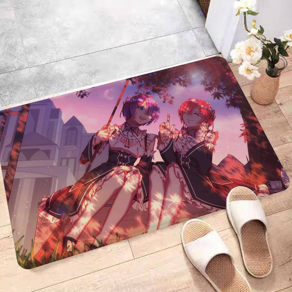 Anime RE ZERO Kitchen Mat Kids Room Bedroom Decoration Balcony Anti-Slip Doormat Living Room Alfombra