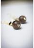 Indonesian Kalimantan Agarwood Earrings: 12mm Grade, 925 Sterling Silver, Gold Plated Studs