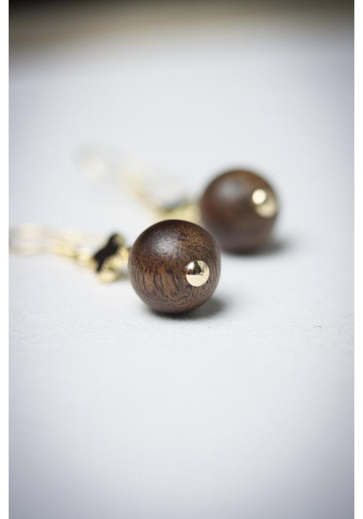 Indonesian Kalimantan Agarwood Earrings: 12mm Grade, 925 Sterling Silver, Gold Plated Studs