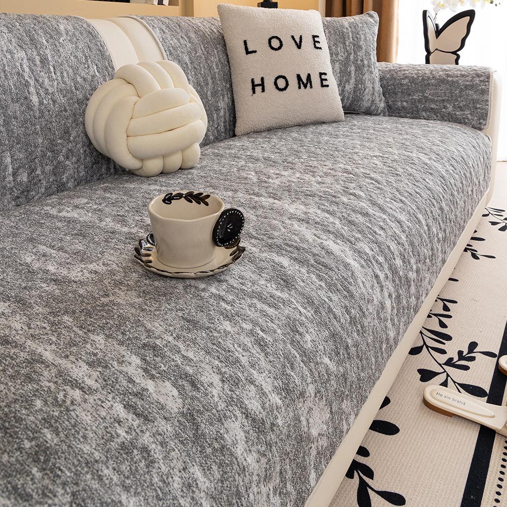 New Chenille Sofa Cover All-Season Universal Soft Comfortable Non-Slip Cushion Cream Style Sofa Cover Cat-Scratch Resistant