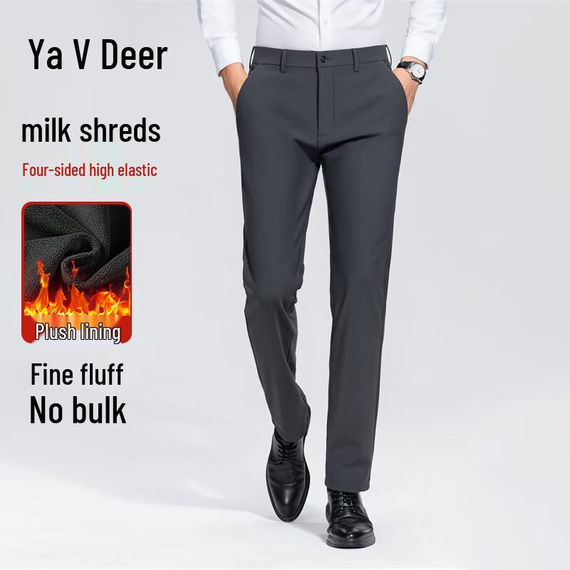 

Yalu Men s Fleece-Lined Straight-Leg Business Casual Trousers 32