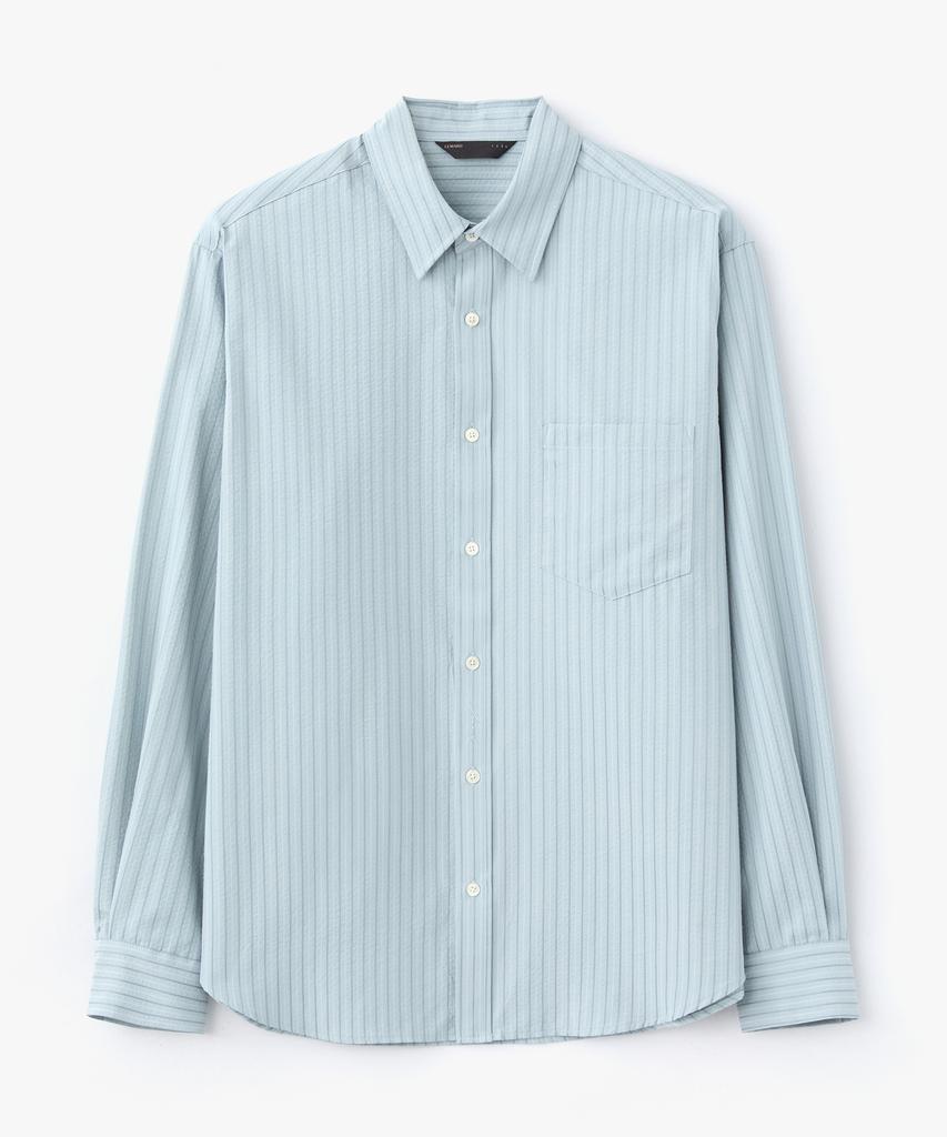 Le Mad One Pocket Normal Striped Shirt - Blue